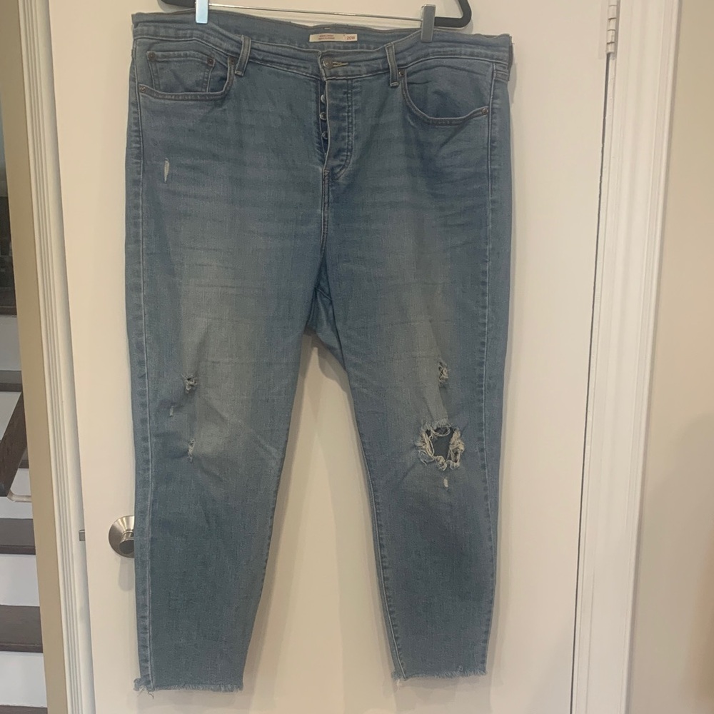 Levi's Light Blue Denim  distressed wedgie skinny jeans